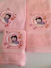 Baby set with Betty sleeping on the Moon  embroidery design