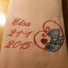 Napkin with Tatty Teddy My love embroidery design
