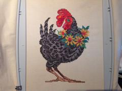 Rooster cross stitch embroidered free design