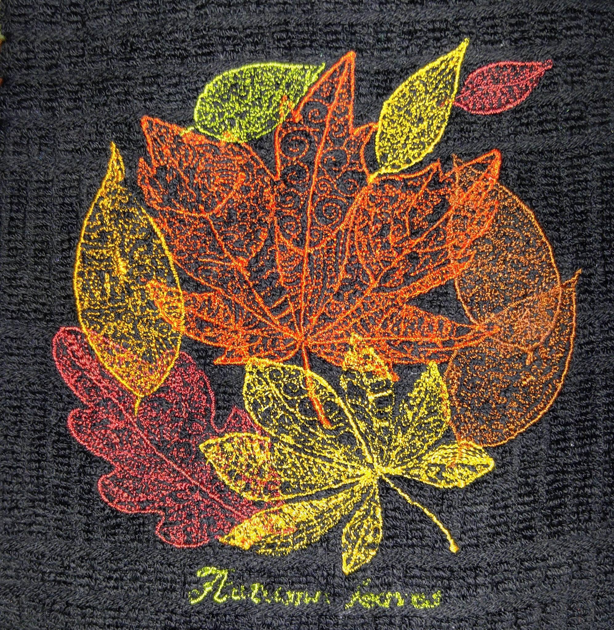 Autumn leaves embroidery design