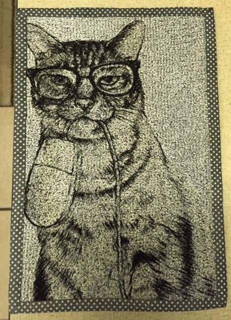 Cat and mouse free machine embroidery design