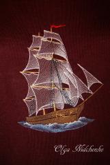Sea ship free embroidery design