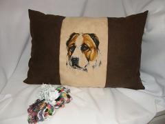 Embroidered cushion with dog free design