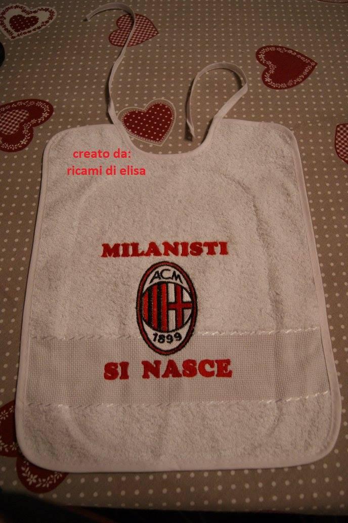 Baby bib with AC Milan machine embroidery design
