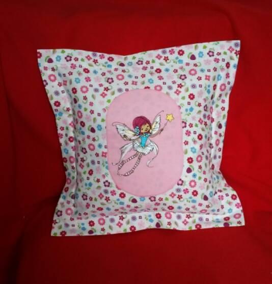 Cushion with Flying fairy with magic wand embroidery design