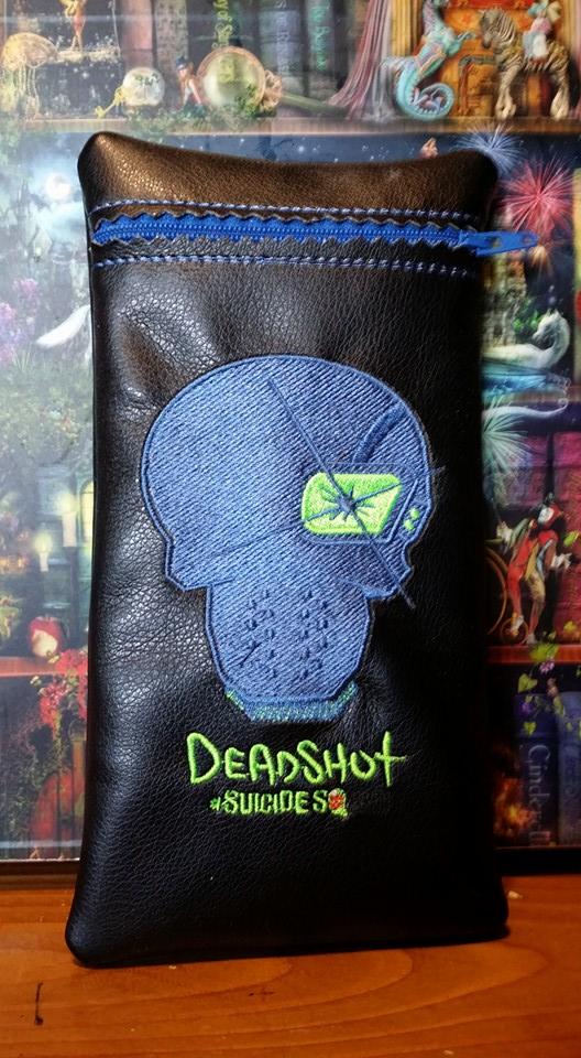 Leather bag with Suicide Squad Deadshot embroidery design