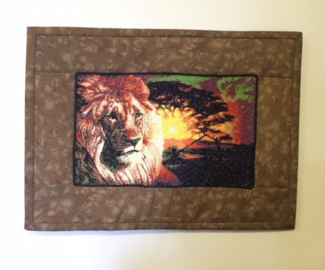 Carpet with lion photo stitch free embroidery design