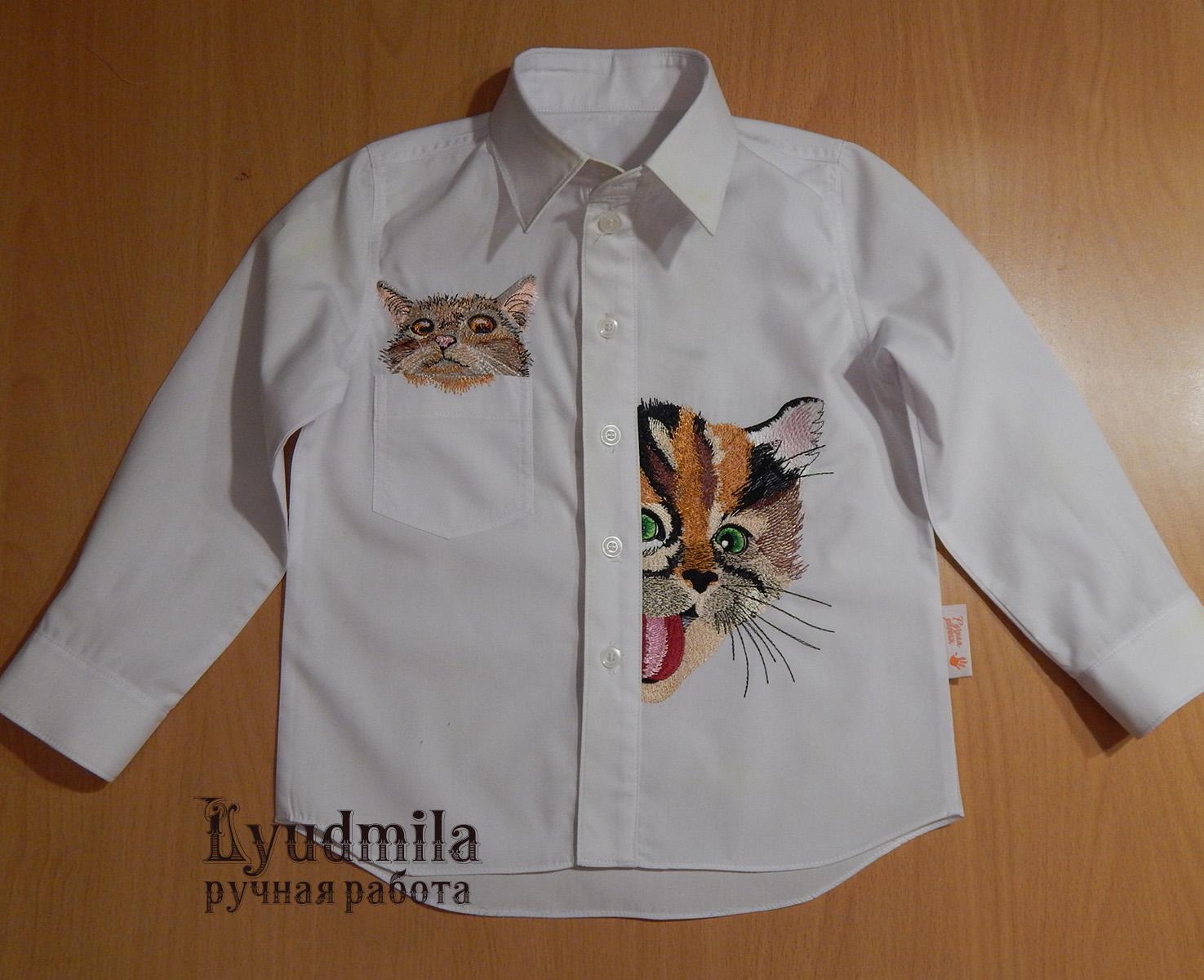 Embroidered shirt with cats free designs