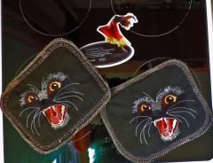 Potholder with panther free embroidery design