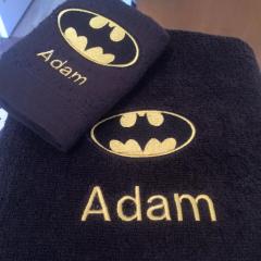 Batman logo embroidery design at towel