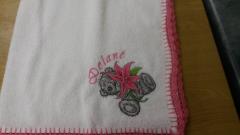 Kitchen napkin with Teddy Bear with lily embroidery design