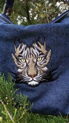 Denim Bag with Tribal Tiger Embroidery Design – Unleash Your Wild Side