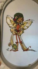 In hoop young fairy with frog embroidery design