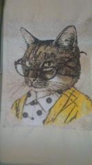 Cat with glasses photo stitch free embroidery