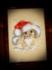 Christmas bunny cross stitch free embroidery design