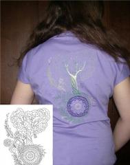 Love tree free embroidery design on girl's blouse