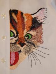 Playing kitty embroidered shirt