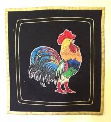 Small carpet with rooster photo stitch free embroidery design