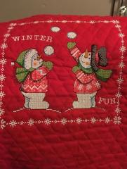 Snowball game cross stitch free embroidery design