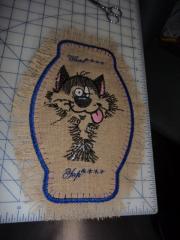 Towel with strange cat free embroidery