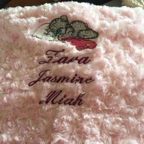 Newborn pillow with Teddy bear sleeping embroidery design