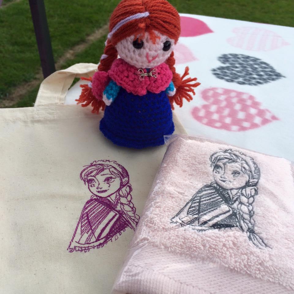 Towels with Anna sketch embroidery design