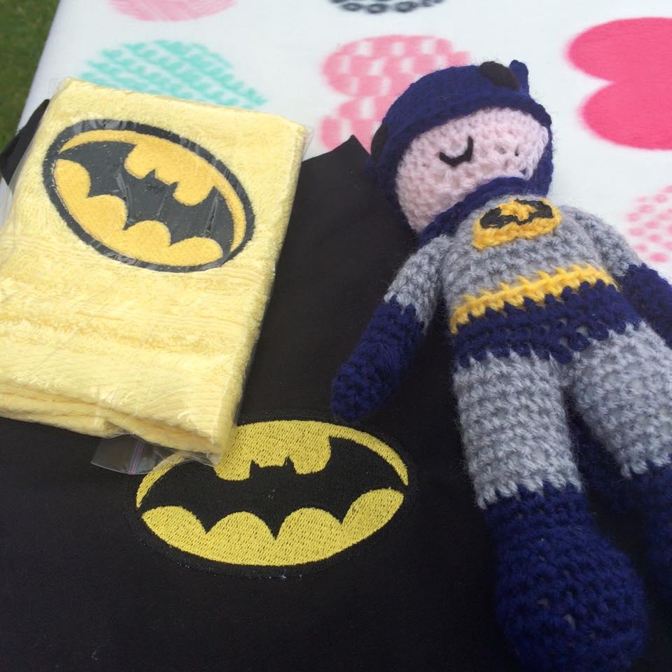Towels with Batman logo embroidery design