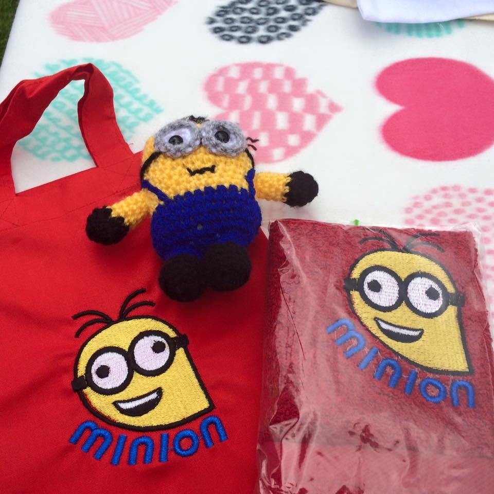 Towels with Crazy Minion embroidery design