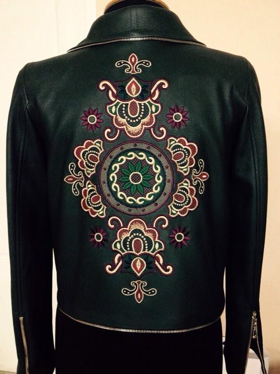 Leather embroidered jacket