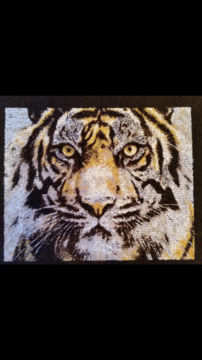 Tiger photo embroidery design finished