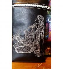 Leather case with Mermaid embroidery design