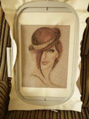 In hoop style woman photo stitch free embroidery design