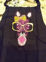 Kitchen apron with zebra free embroidery design