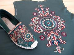Shoe and leather decoration embroidery