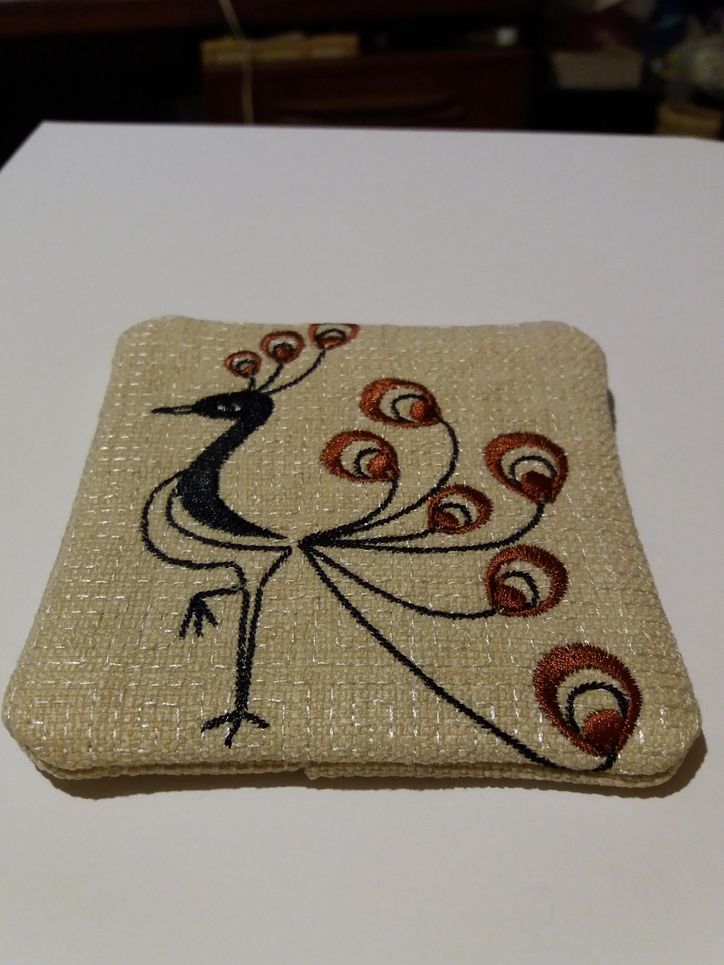 Embroidered coaster firebird free design