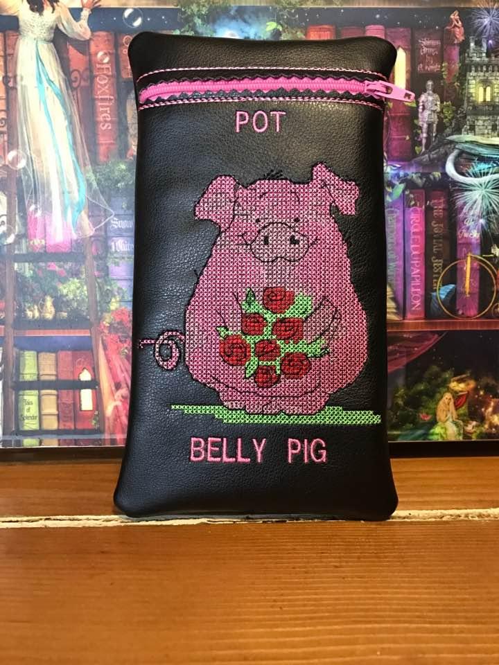 Embroidered pot in the belly pig free design