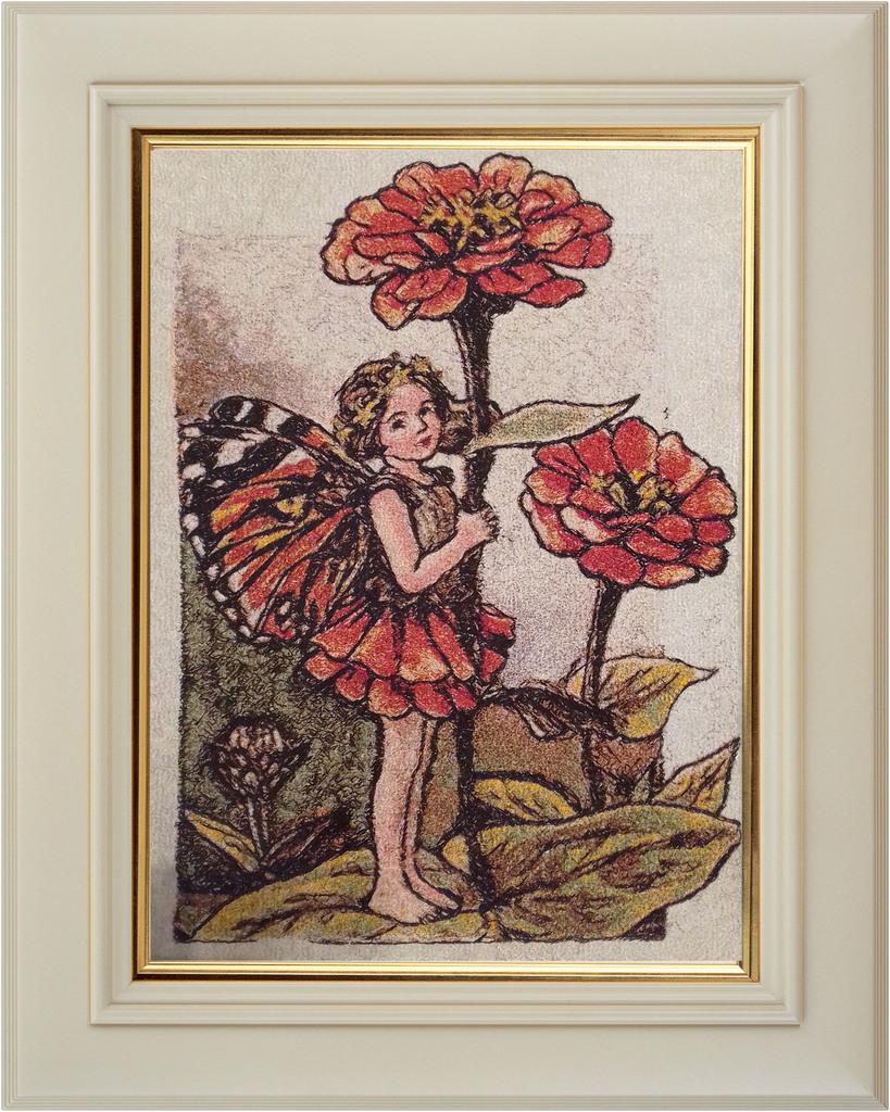 Framed poppies girl photo stitch free embroidery