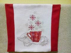 Cushion a cup full of Christmas wishes cross stitch free embroidery design