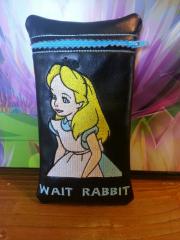 Leather case with Alice in Wonderland embroidery design
