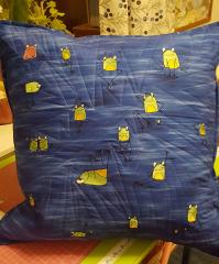 Cushion with Funny frog embroidery designs