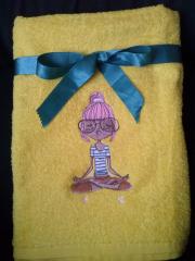 Add a Touch of Serenity to Your Bath Time: Loving Yoga Girl Embroidery Design on Bath Towels