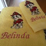 Two towels with Marshall embroidery design
