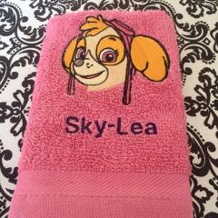 Bath towel with Skye Nickelodeon  embroidery design
