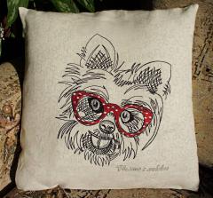 White terrier machine embroidery design