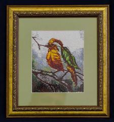 Framed autumn bird photo stitch free embroidery design