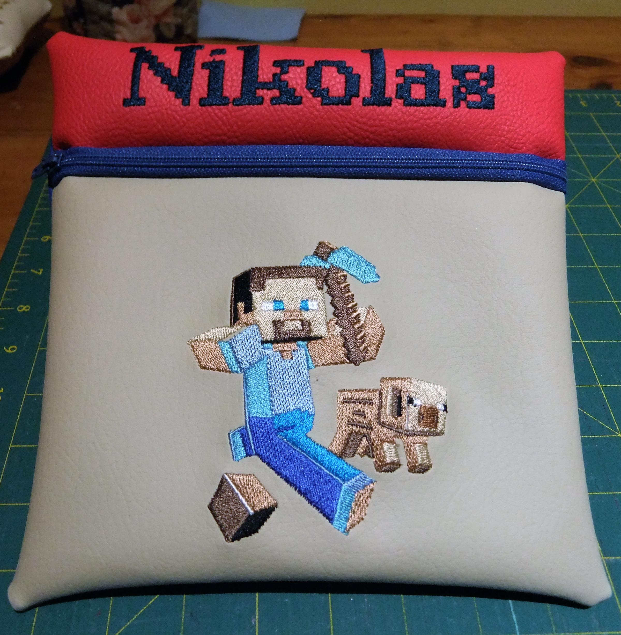 Cushion with  Minecraft embroidery design