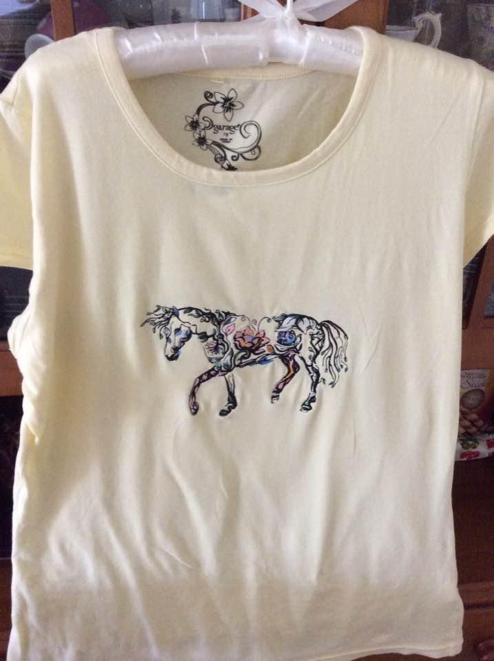 Shirt with Floral horse embroidery design
