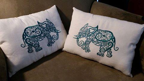 Indian elephant machine embroidery design