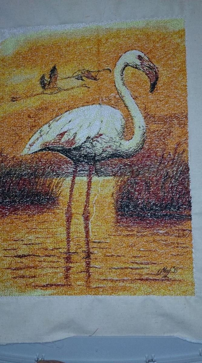 Flamingo photo stitch free embroidery design