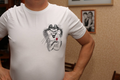 t-shirt with Drinking cat free embroidery design